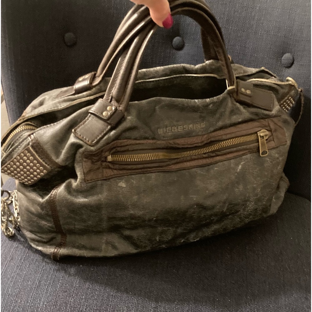 Liebeskind Distressed Gray Satchel Bag